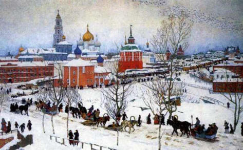 К. Юон. Зима. Ростов Великий. Опис картини у віршах